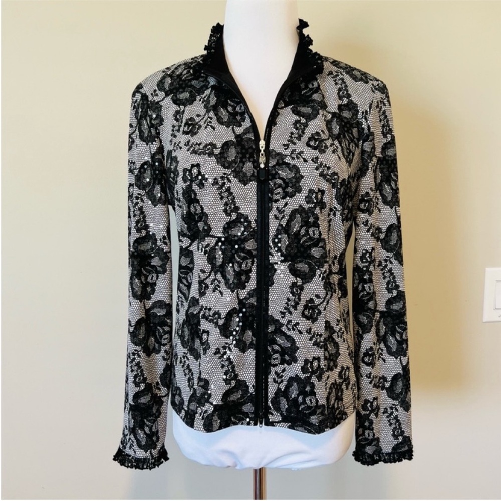 Joseph Ribkoff Black and White Floral Blazer